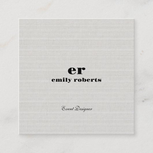 White Burlap Linen QR Code Business Card スクエア名刺 (正面)