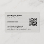 White Burlap Linen QR Code Business Card 名刺 (裏面)