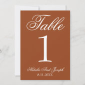 White Burnt Orange Old Money Wedding Table Number 招待状 (正面)