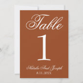 White Burnt Orange Old Money Wedding Table Number 招待状 (裏面)