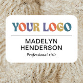 White Business Company Logo Employee Magnetic 名札