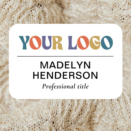 White Business Company Logo Employee Magnetic 名札