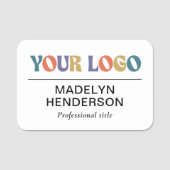 White Business Company Logo Employee Magnetic 名札 (正面)