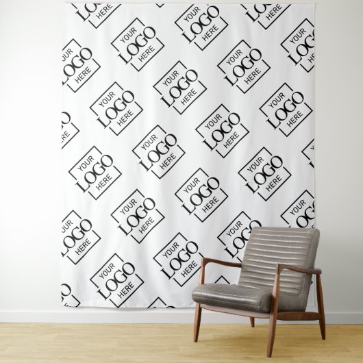 White Business Logo Pattern Trade Show Backdrop タペストリー (インサイチュ)