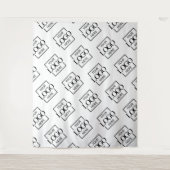 White Business Logo Pattern Trade Show Backdrop タペストリー (正面)