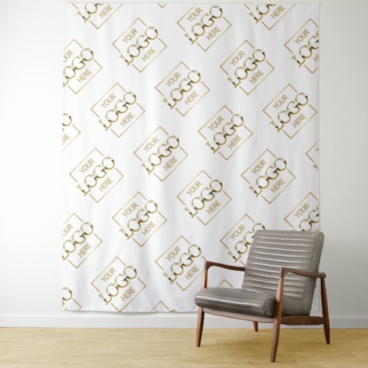 White Business Logo Pattern Trade Show Backdrop タペストリー (インサイチュ)