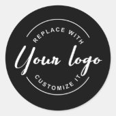 White Business logo Simple Custom Black ラウンドシール (正面)