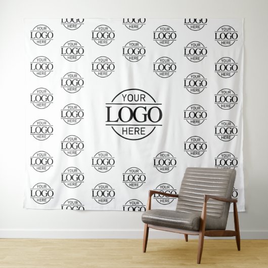 White Business Logo Step & Repeat Backdrop Banner タペストリー (インサイチュ(横))