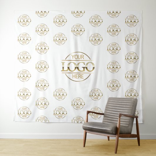 White Business Logo Step & Repeat Backdrop Banner タペストリー (インサイチュ(横))