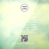 White Business Opening Hours Modern Script Qr ウィンドウサイン (シート3)