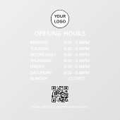 White Business Opening Hours Modern Script Qr ウィンドウサイン (シート)