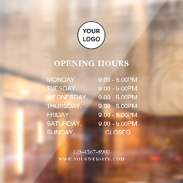 White Business Opening Hours Simple Modern Script ウィンドウサイン