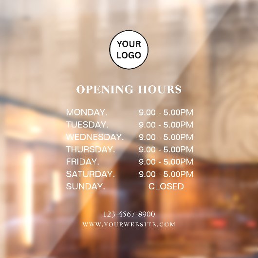 White Business Opening Hours Simple Modern Script  ウィンドウサイン (シート2)