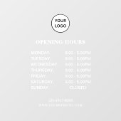 White Business Opening Hours Simple Modern Script  ウィンドウサイン (シート)