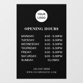 White Business Opening Hours Simple Modern Script  ウィンドウサイン (シート)