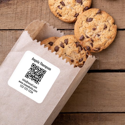 White Business QR Code Custom Basic スクエアシール