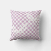 White Butterflies on Pink Checks Pillow クッション (裏面)