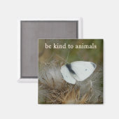 White Butterfly "Be Kind to Animals" Magnet マグネット (正面/裏面)