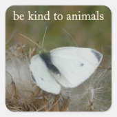 White Butterfly "Be Kind to Animals" Sticker Sheet スクエアシール (正面)