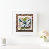 White Butterfly in Natural Setting 200724IREF220 - スクエア壁時計 (ホーム)
