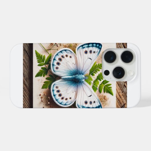 White Butterfly in Natural Setting 200724IREF220 - iPhoneケース (裏面横)