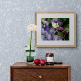 White Butterfly Watercolor フォトプリント