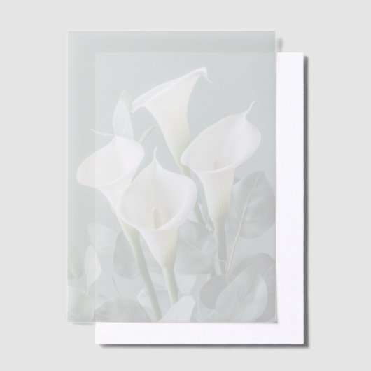White Calla Lilies Wedding  ベラム紙招待状 (オフセット)