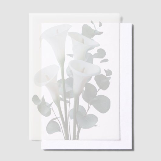 White Calla Lilies Wedding  ベラム紙招待状 (オフセット)