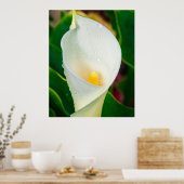 White Calla Lily Macro Botanical Photo Nature Art ポスター (キッチン)