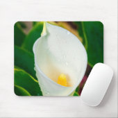 White Calla Lily Macro Botanical Photo Nature Art マウスパッド (マウス)