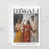 White Calligraphy Photo Happy Diwali Greeting シーズンカード (正面)