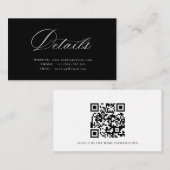White Calligraphy QR code wedding details card エンクロージャーカード (正面/裏面)