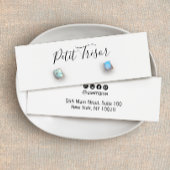 White Calligraphy Script  Stud Earring Display
