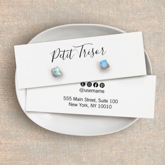 White Calligraphy Script Stud Earring Display