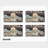 White Candle Cozy Christmas 長方形シール (シート)