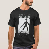 White Cane Awareness Braille Blind Awareness  1 Tシャツ (正面)