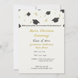 White Cap & Confetti Graduation 案内状