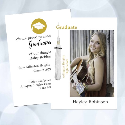 White Cap Graduation Photo  案内状