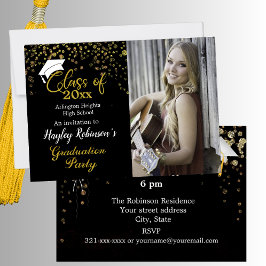 White Cap Photo Graduation Party Invitation