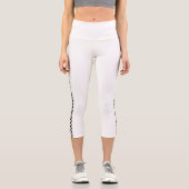 White Capri Leggings with Black Side Stripe カプリレギンス (正面)