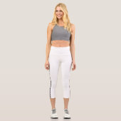White Capri Leggings with Black Side Stripe カプリレギンス (正面)