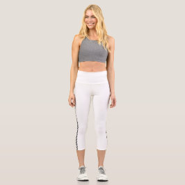 White Capri Leggings with Black Side Stripe カプリレギンス