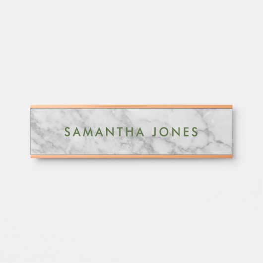 White Carrara Marble Gold Classic Personalised Doo サインプレート (正面)
