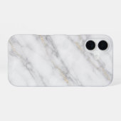 White Carrara Marble with Champagne Gold Veining iPhone 16ケース (裏面横)