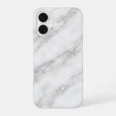 White Carrara Marble with Champagne Gold Veining iPhone 16ケース (裏面)
