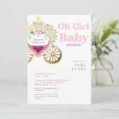 White Carriage Making an Entrance Soon Baby Shower 招待状 (スタンド正面)