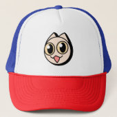 White Cartoon Cat キャップ (正面)