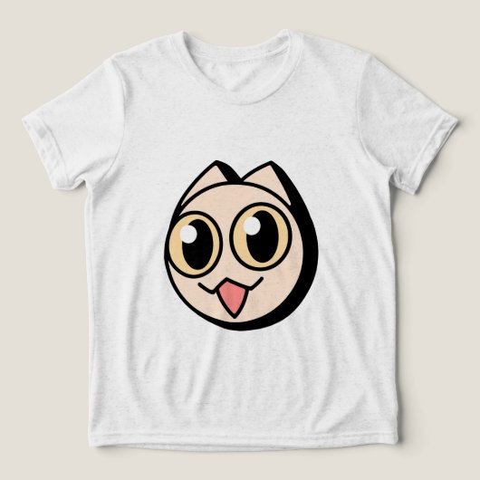 White Cartoon Cat トライブレンドＴシャツ (デザイン正面)