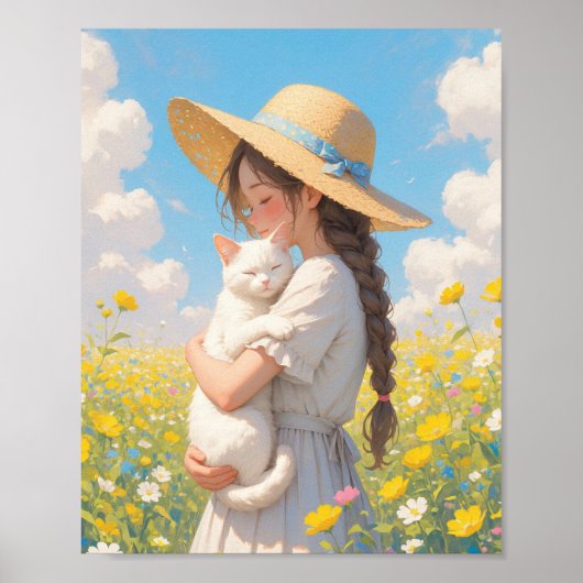 White Cat and Girl Anime ポスター (正面)