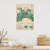 White Cat Bathtub Print, Ukiyo-e Japanese Art ポスター (キッチン)